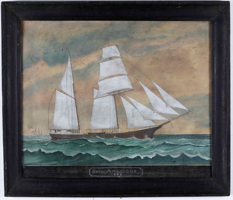 Goauche raffigurante veliero 1908  - Auction Antique October | Cambi Time - Cambi Casa d'Aste