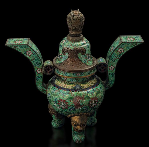A large enamel censer, China, Qing Dynasty