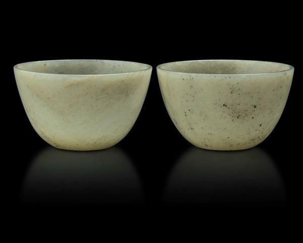 Two carved jade bowls, China, Qing Dynasty