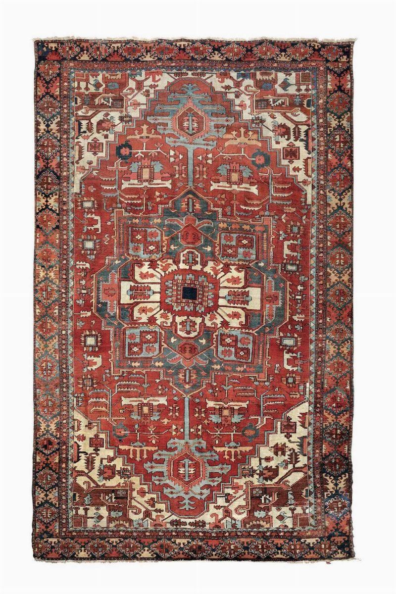 Grande tappeto Heritz nord ovest Persia fine XIX secolo  - Asta Tappeti Antichi - Cambi Casa d'Aste