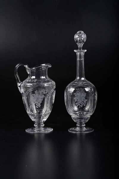 Una Bottiglia e una Caraffa “vallée”francia, Manifattura Baccarat, XX Secolo