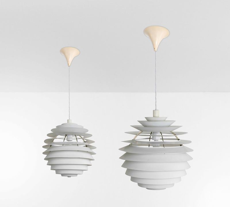 Poul  Henningsen : Due lampade a sospensione mod. Louvre  - Asta Design 200 - Cambi Casa d'Aste