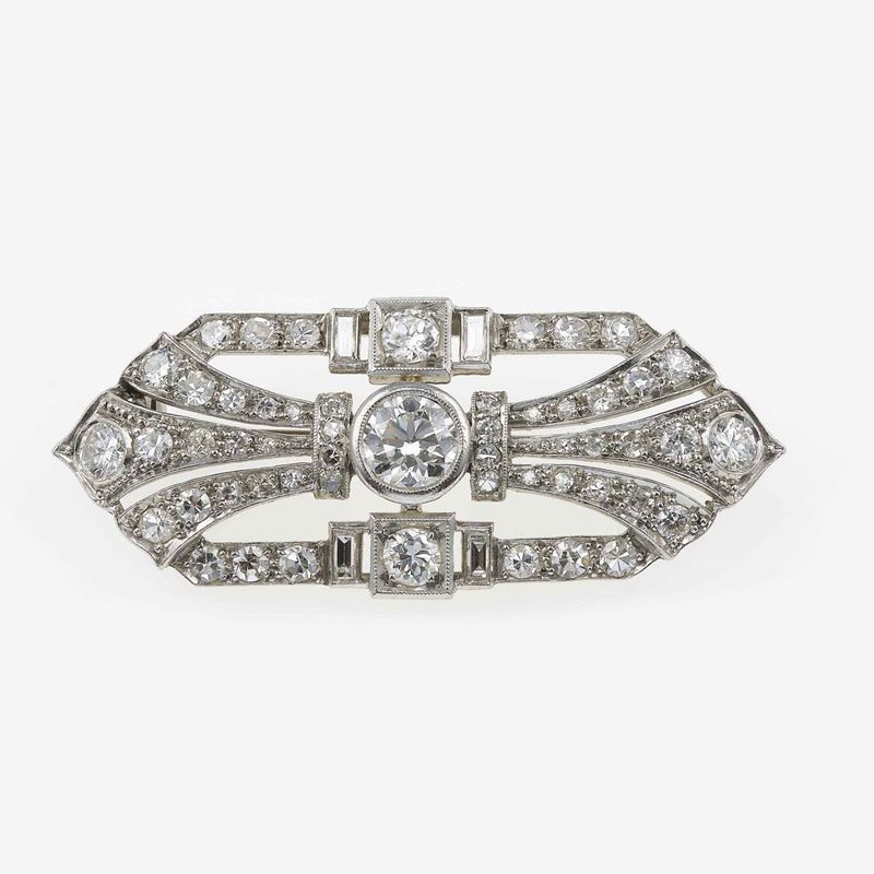 Diamond and platinum brooch  - Auction Fine Jewels - Cambi Casa d'Aste