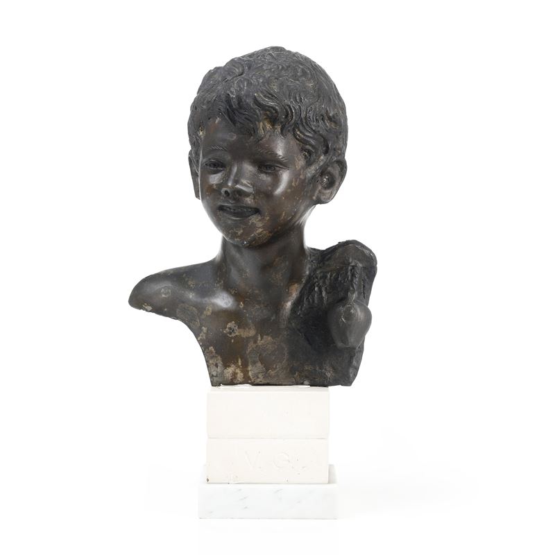 Busto di fanciullo. Fonditore del XX secolo  - Auction Antiques - Cambi Casa d'Aste