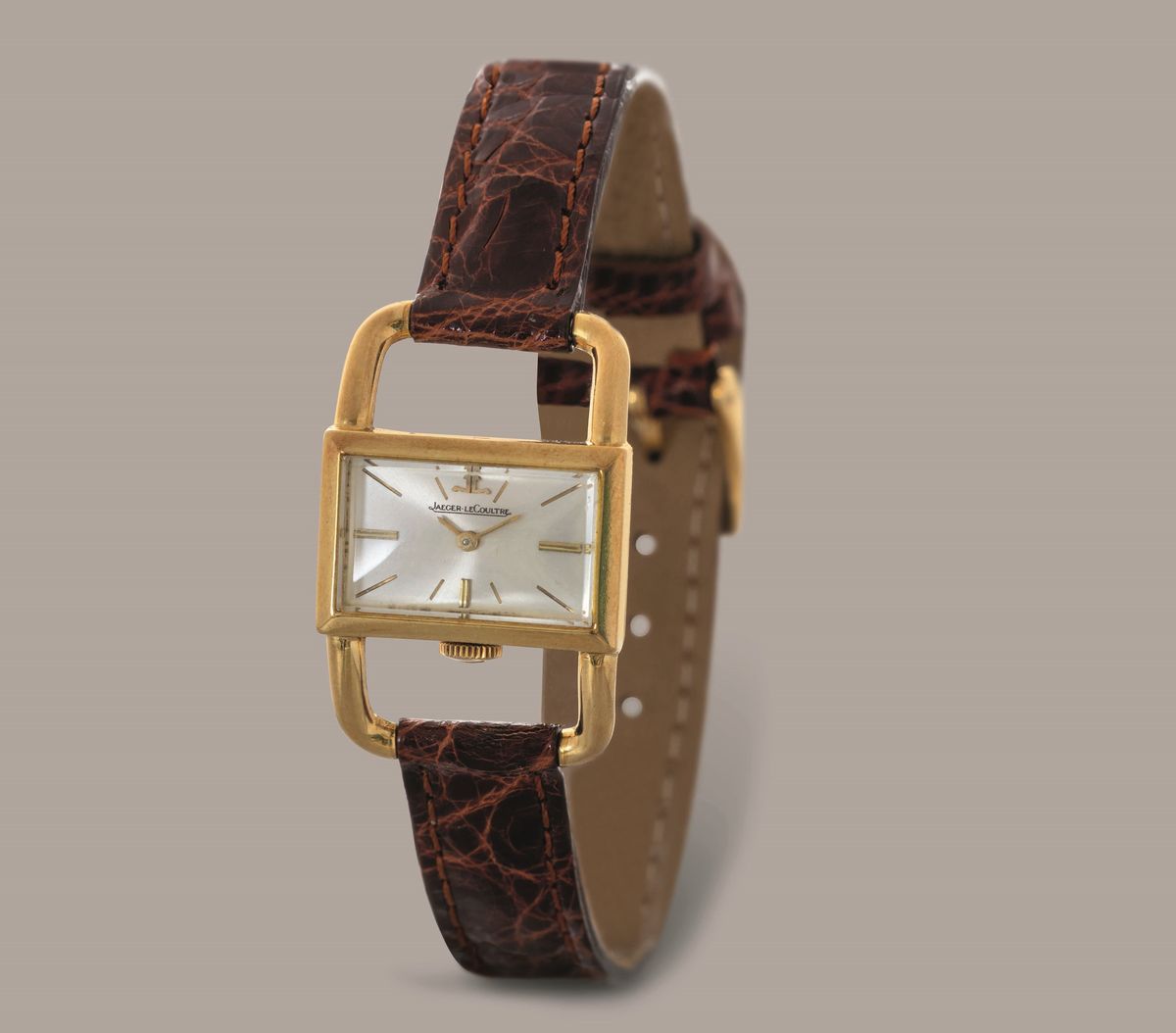 Jaeger Lecoultre - Etrier in Oro Giallo 18k, Quadrante Argenté con Indici Applicati, Carica Manua...