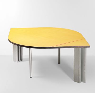 Tavolo mod. 2, legno e metallo cromato, 2000 ca.