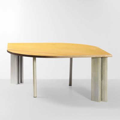 Tavolo mod. 3, legno e metallo cromato