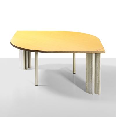 Tavolo mod. 5, legno e metallo cromato, 2000 ca.