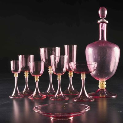 Servizio di Calici con Monogramma “gn"murano, XX Secolo