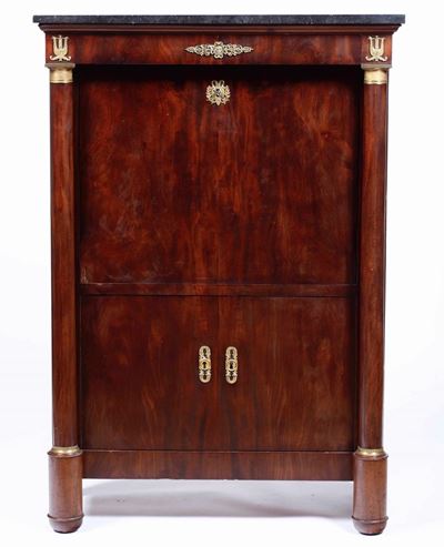 Secretaire Impero Lastronato in Mogano. XIX Secolo