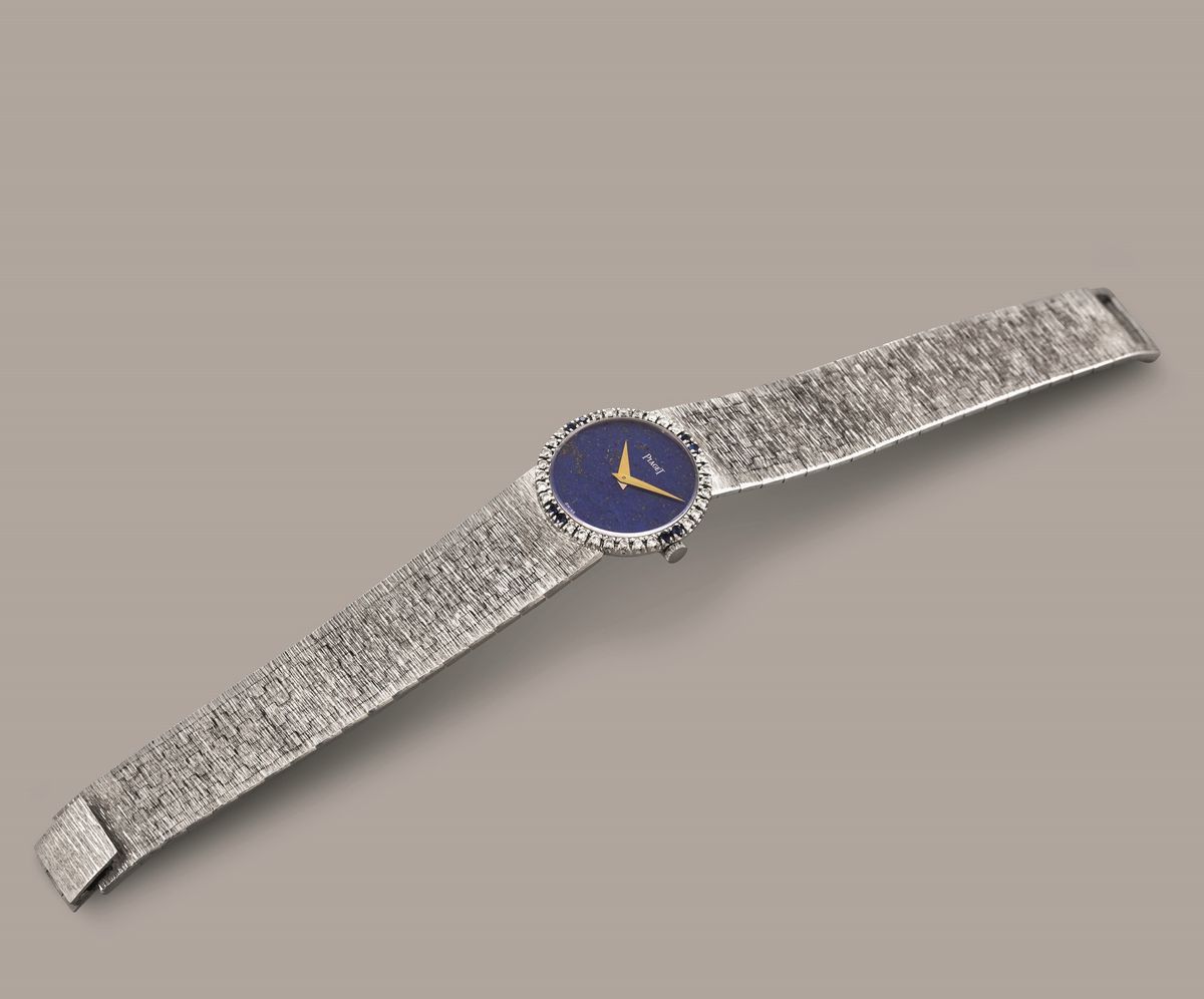 Piaget - Raffinato Orologio Femminile da Sera in Oro Bianco 18k, Quadrante in Lapis e Ghiera Diam...