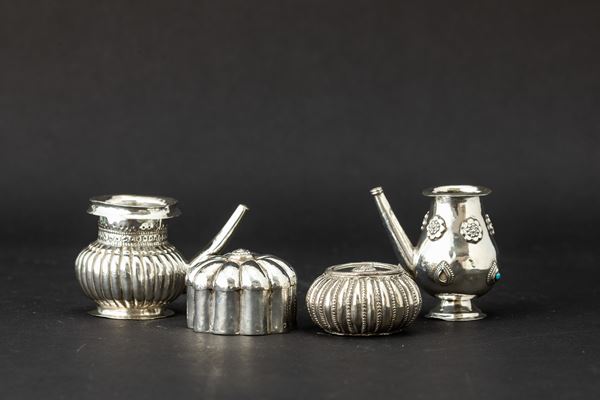 Four silver items, India, 1800s