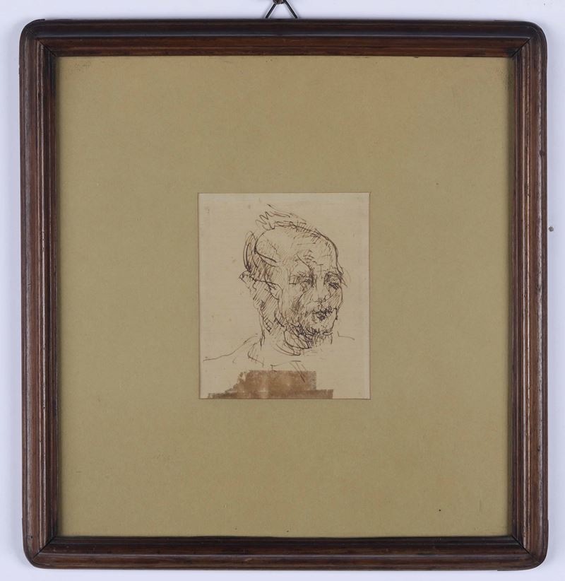 Lorenzo Viani : Testa d’uomo  - China su carta - Auction 19th Century Paintings - Cambi Casa d'Aste