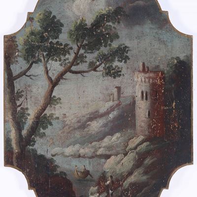 Scuola del XVIII Secolo Paesaggi con Architetture e Personaggi