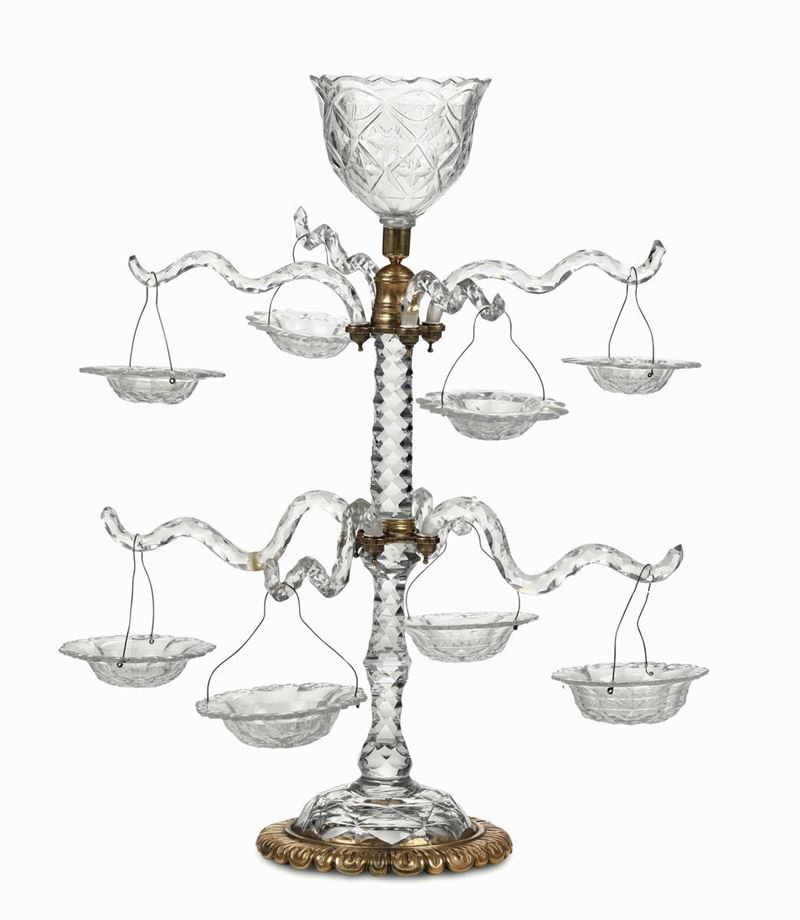 Epergne in cristallo e bronzo dorato. Inghilterra, fine XVIII secolo  - Asta Dimore Italiane - Cambi Casa d'Aste