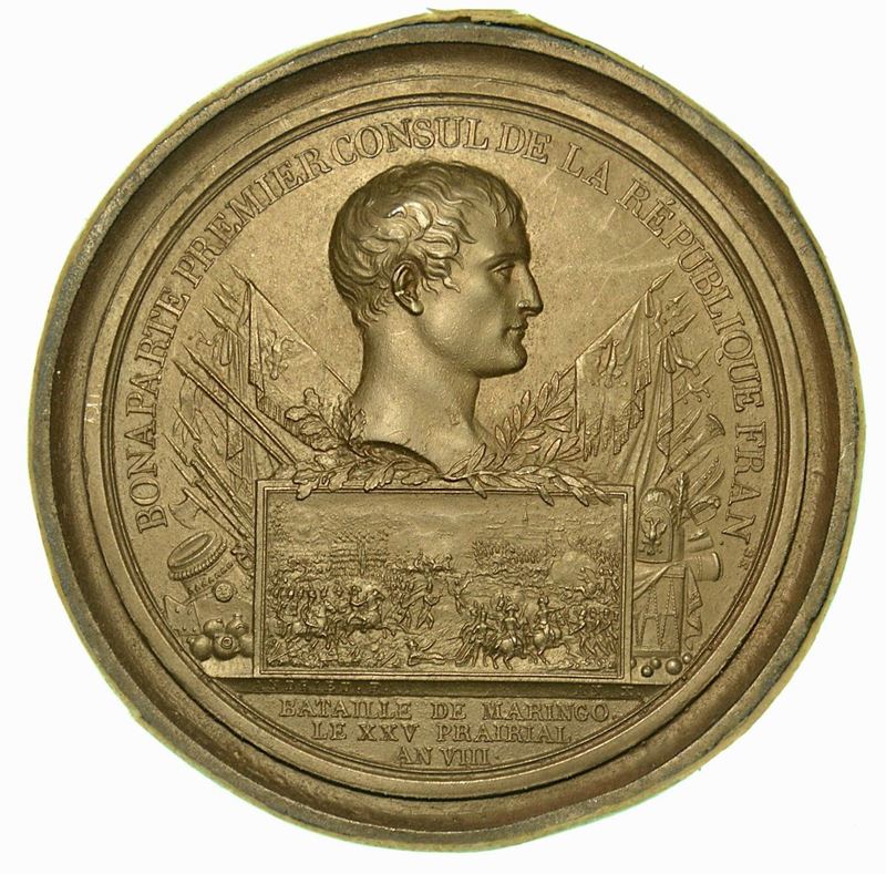 NAPOLEONE I, 1805-1814. Placchetta uniface (Galvano) in bronzo. Battaglia di Marengo, Anno VIII (1800).  - Auction Numismatics - Cambi Casa d'Aste
