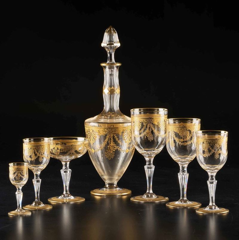 Raro servizio di calici Francia, Manifattura Saint Louis, XX secolo  - Asta L'Art de la Table - Cambi Casa d'Aste