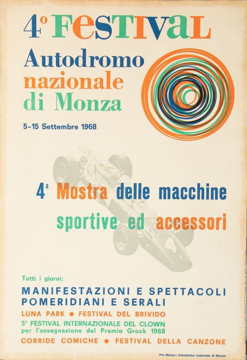 Sergio Trojsi - Designal : 4° Festival Autodromo Nazionale di Monza  - Auction POP Culture and Vintage Posters - Cambi Casa d'Aste