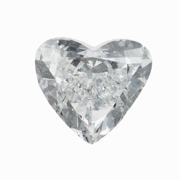 Diamante taglio cuore di ct 2.12, colore D, caratteristiche interne SI2, fluorescenza media blu