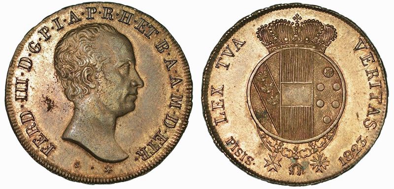 FIRENZE. FERDINANDO III DI LORENA, 1791-1824. Mezzo Francescone da 5 Paoli 1823.  - Auction Numismatics - Cambi Casa d'Aste