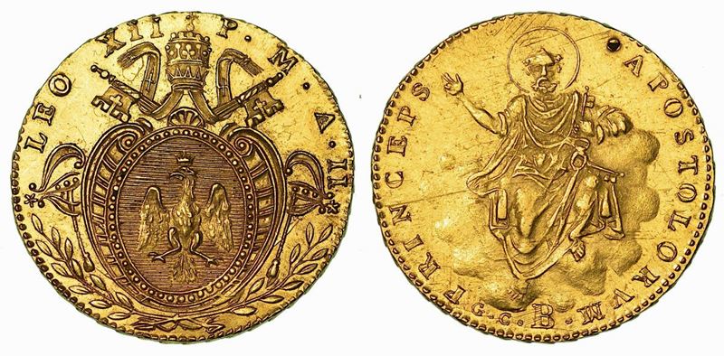 BOLOGNA. LEONE XII, 1823-1829. Doppia A.II.  - Auction Numismatics - Cambi Casa d'Aste
