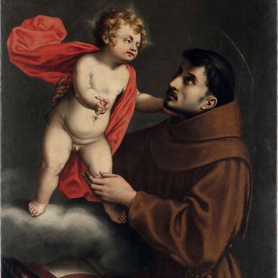 Scuola Lombarda del XVII Secolo Sant'antonio Col Bambino