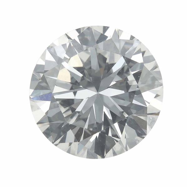 Diamante taglio brillante di ct 3.48, colore F, caratteristiche interne VS1, fluorescenza UV forte azzurra