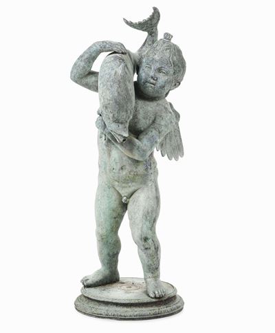 Amorino con Delfino. Bronzo Fuso. Fonderia Artistica Italiana del XIX-XX Secolo. (chiurazzi, Napo...