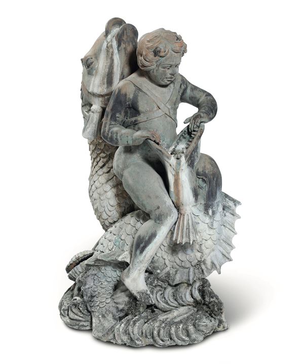 Fontana. Scultura in metallo patinato (bronzo?). Fonditore italiano del XX secolo