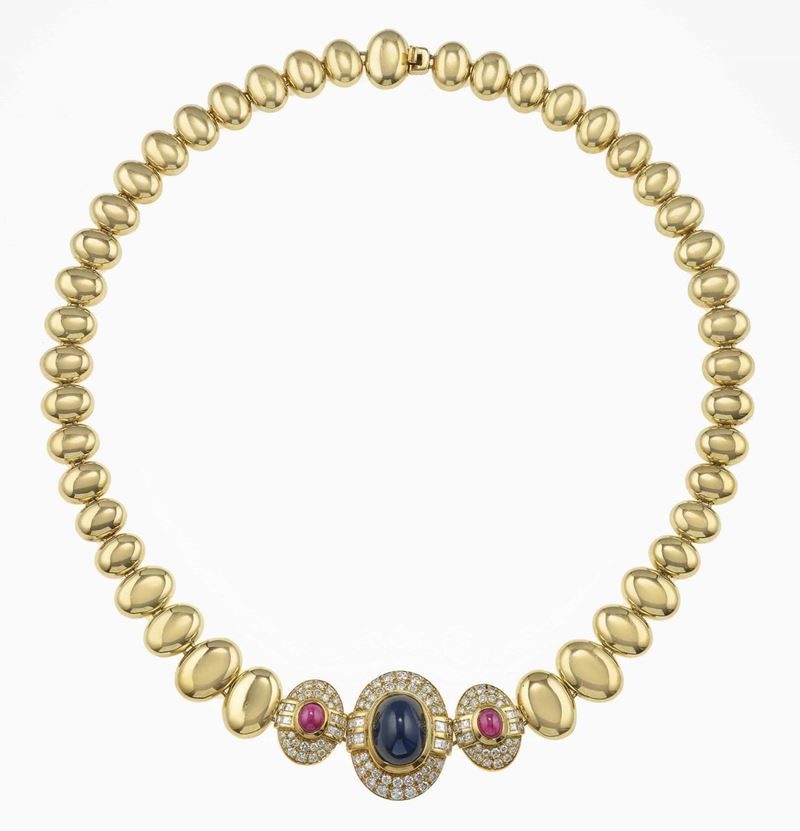 Sapphire, ruby, diamond and gold necklace  - Auction Fine Jewels - Cambi Casa d'Aste