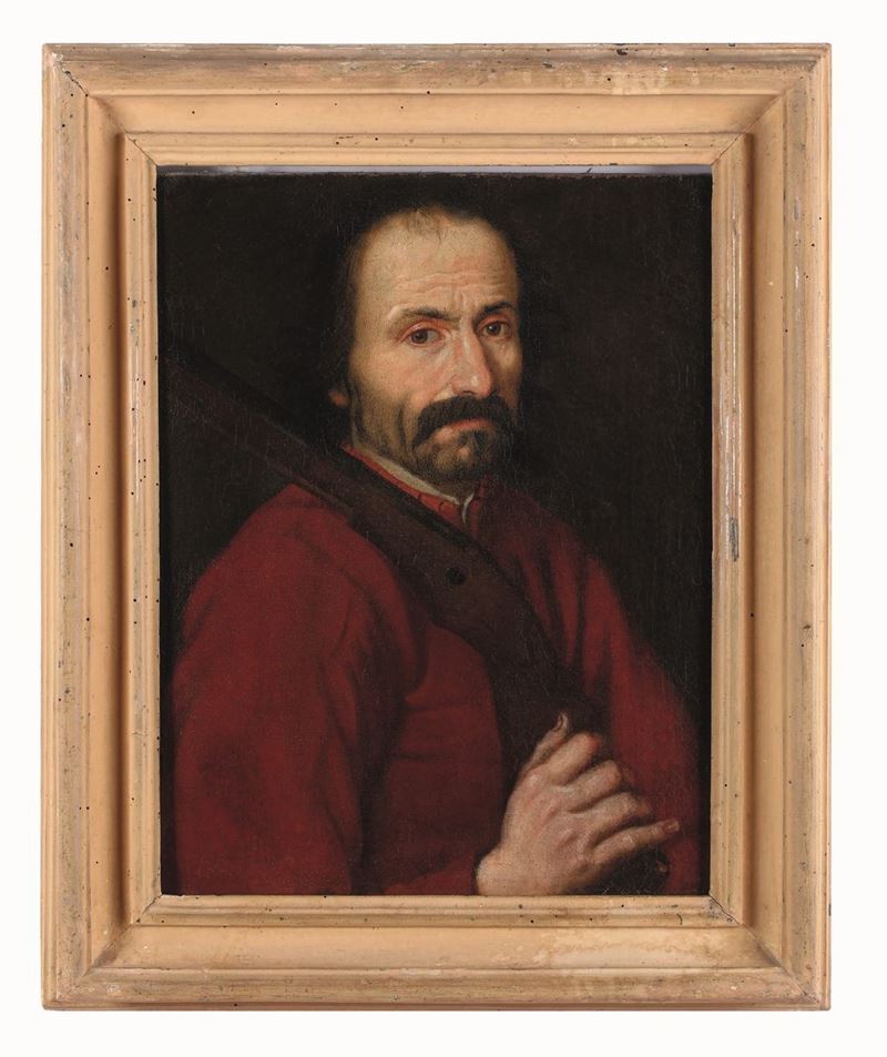Scuola del XVII secolo Ritratto di cacciatore  - olio su tela - Asta Dimore Italiane - Cambi Casa d'Aste