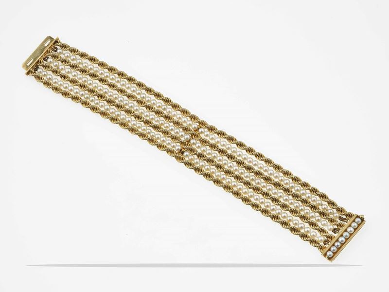 Gold and pearl bracelet  - Auction Fine Jewels - Cambi Casa d'Aste