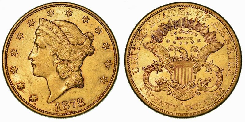 USA. REPUBLIC. 20 Dollars 1878. San Francisco.  - Auction Numismatics - Cambi Casa d'Aste