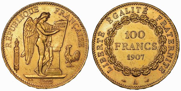 FRANCIA. TROISIEME REPUBLIQUE, 1871-1940. 100 Francs 1907.