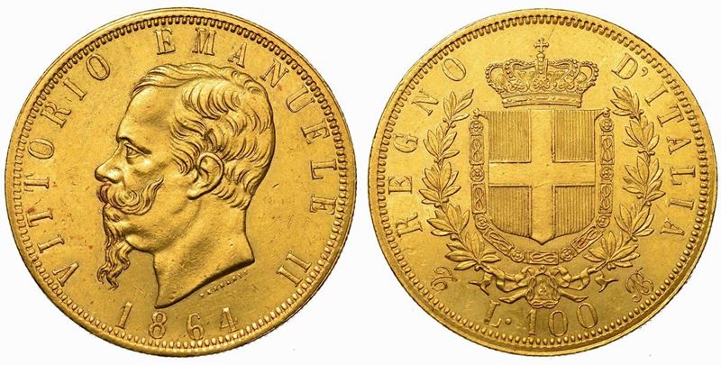REGNO D'ITALIA. VITTORIO EMANUELE II DI SAVOIA, 1861-1878. 100 Lire 1864. Torino.  - Auction Numismatics - Cambi Casa d'Aste