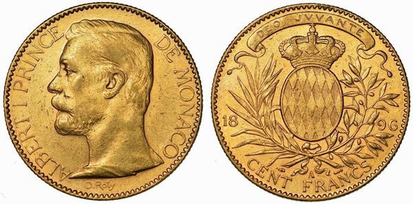 MONACO. ALBERT I, 1889-1922. 100 Francs 1896.