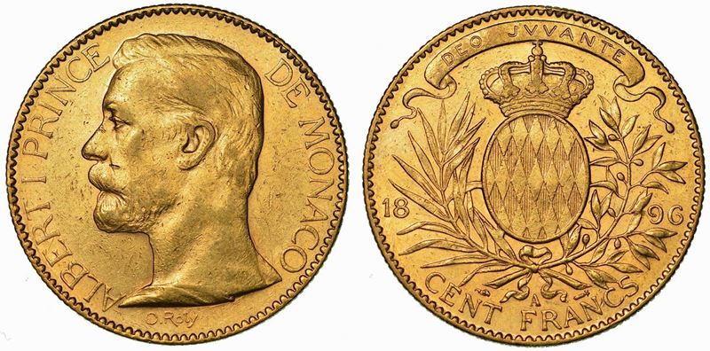 MONACO. ALBERT I, 1889-1922. 100 Francs 1896.  - Auction Numismatics - Cambi Casa d'Aste