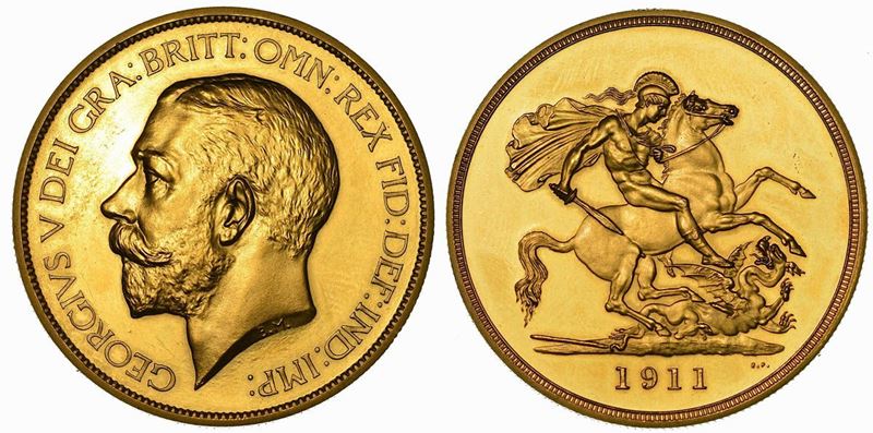 REGNO UNITO. GEORGE V, 1910-1936. 5 Pounds 1911. Londra (Proof).  - Auction Numismatics - Cambi Casa d'Aste
