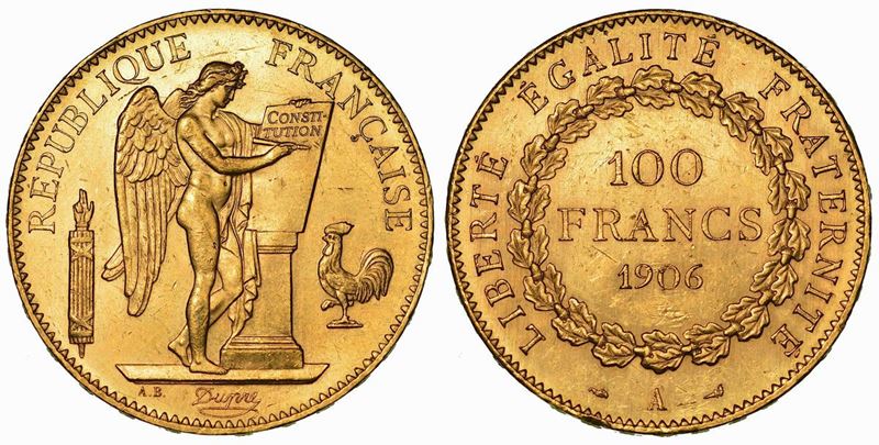 FRANCIA. TROISIEME REPUBLIQUE, 1871-1940. 100 Francs 1906.  - Asta Numismatica - Cambi Casa d'Aste