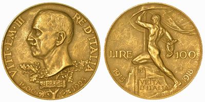 Regno D'italia. Vittorio Emanuele III di Savoia, 1900-1946. 100 Lire 1925. Vetta D’italia.