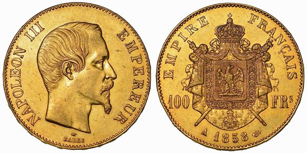 FRANCIA. NAPOLEON III, 1852-1870. 100 Francs 1858. Parigi.