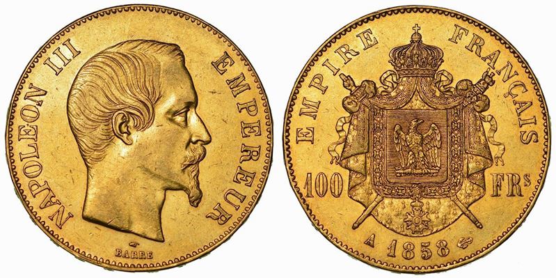 FRANCIA. NAPOLEON III, 1852-1870. 100 Francs 1858. Parigi.  - Asta Numismatica - Cambi Casa d'Aste