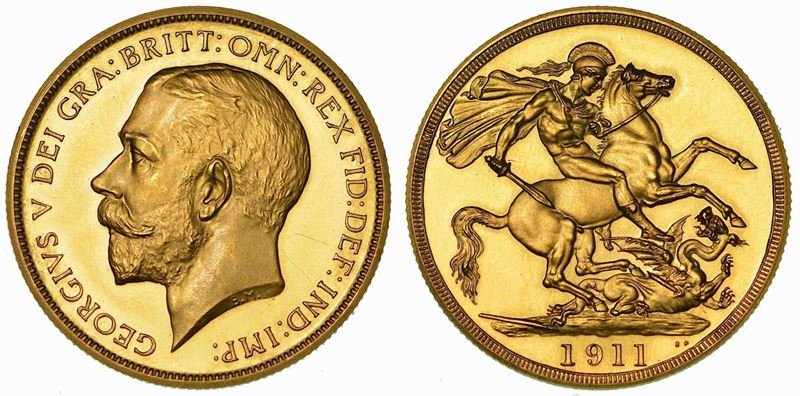REGNO UNITO. GEORGE V, 1910-1936. 2 Pounds 1911. Londra (Proof).  - Asta Numismatica - Cambi Casa d'Aste
