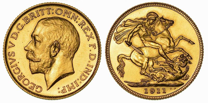 REGNO UNITO. GEORGE V, 1910-1936. Sovereign 1911. Londra (Proof).  - Auction Numismatics - Cambi Casa d'Aste
