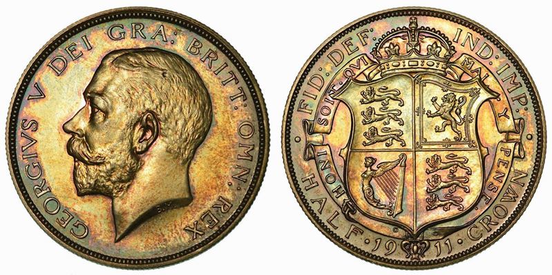 REGNO UNITO. GEORGE V, 1910-1936. Half Crown 1911. Londra.  - Asta Numismatica - Cambi Casa d'Aste