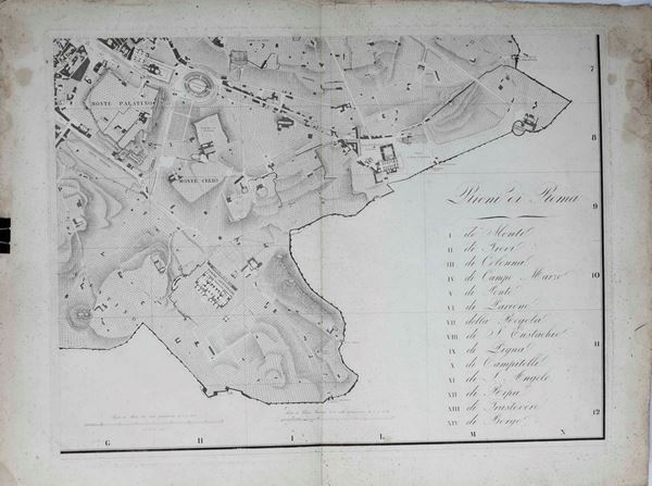 Roma - Topografia Pianta topografica di Roma dalla direzione generale del Censo...Roma,1829
