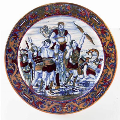 Grande Piatto da Parata. Gualdo Tadino, Manifattura Mastro Giorgio, Secondo Terzo del XX Secolo.