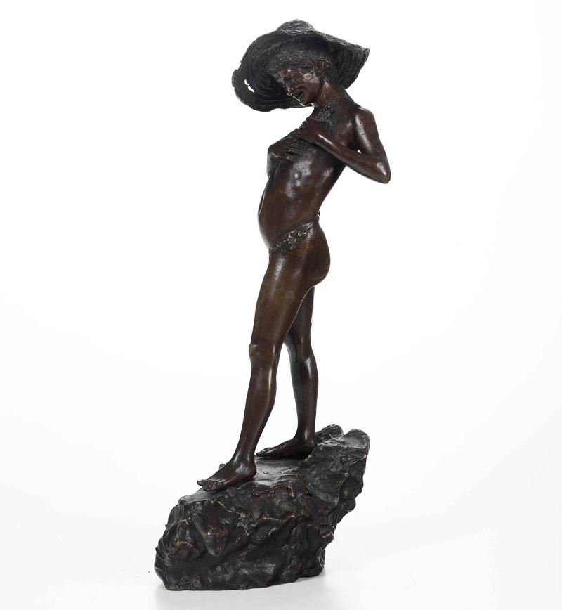Da Giovanni Varlese (1888-1927) Pescatorello  - bronzo fuso a cera persa - Asta Scultura - Cambi Casa d'Aste