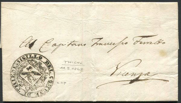 1848, lettera completa da Thiene per Vicenza dell'11 maggio