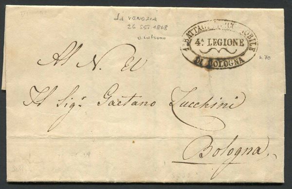 1848, lettera da Venezia per Bologna del 26 settembre